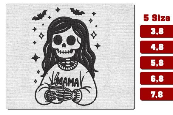 Download Skeleton Mama Coffee Spooky Embroidery - Embroidery Collection