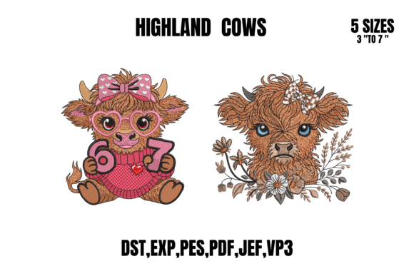 Download Highland Cows Embroidery Bundle - Embroidery Collection