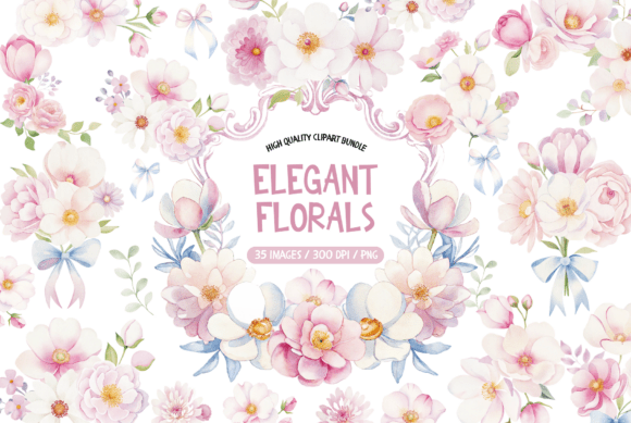 Download Watercolor Elegant Pink Flowers Clipart - Flowers Collection