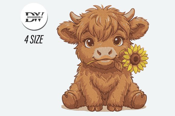 Download Cow with Sunflower Embroidery Design - Embroidery Collection