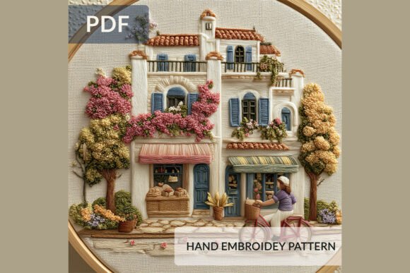 Download Mediterranean Street Embroidery Pattern - Embroidery Collection