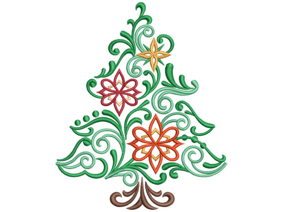 Download Floral Christmas Tree Machine Embroidery - Embroidery Collection