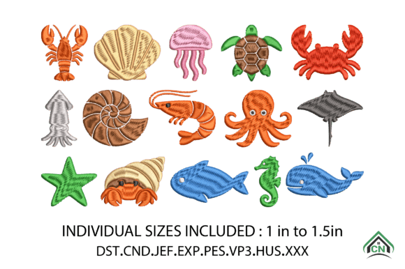 Download Mini Sea Animal Embroidery Design Bundle - Embroidery Collection