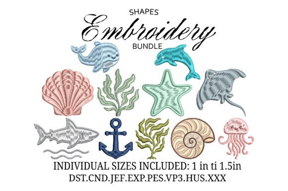 Download Set Mini Sea Animals Embroidery - Embroidery Collection