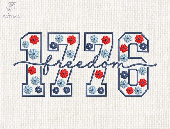 Download 1776 Freedom Floral Embroidery Design - Premium Resources