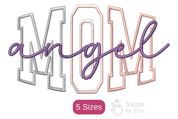 Download Angel Mom Embroidery Design 5 Sizes - Embroidery Collection