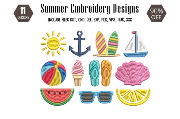Download Summer Beach Embroidery Design - Embroidery Collection