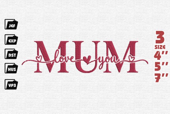 Download Love You Mum Embroidery - Embroidery Collection