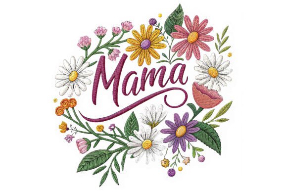 Download Mama Flower Embroidery, Mother's Day - Embroidery Collection