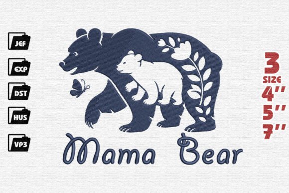 Download Mama Bear and Cub Embroidery Design - Embroidery Collection