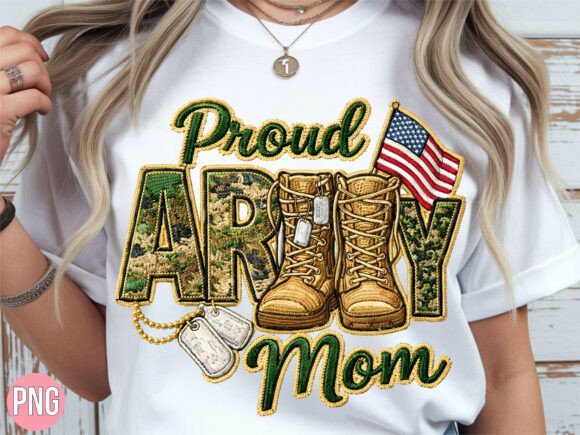 Download Proud Army Mom Embroidery PNG T-SHIRT - Embroidery Collection