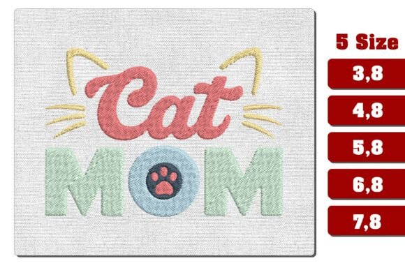 Download Retro Cat Mom Embroidery Design File - Embroidery Collection