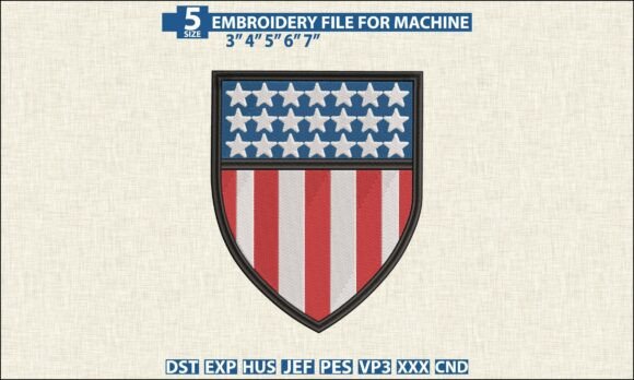 Download USA Flag Shield DST PES Embroidery File - Embroidery Collection