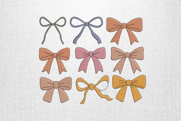 Download Colorful Ribbon Bow Embroidery Set - Embroidery Collection
