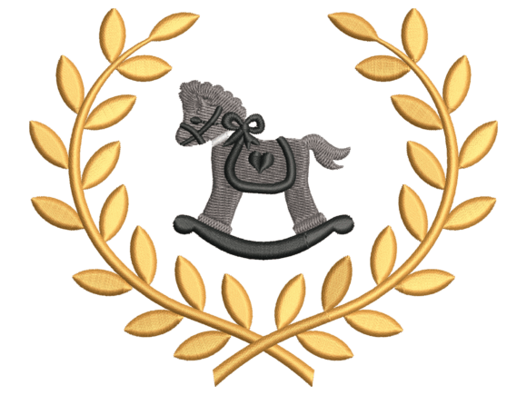 Download Rocking Horse Wreath Nursery Embroidery - Embroidery Collection