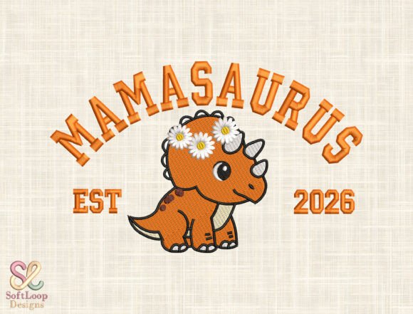 Download Cute Dino Mom Embroidery Design - Embroidery Collection