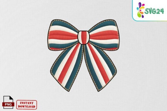 Download Patriotic Ribbon Bow Embroidery PNG - Embroidery Collection