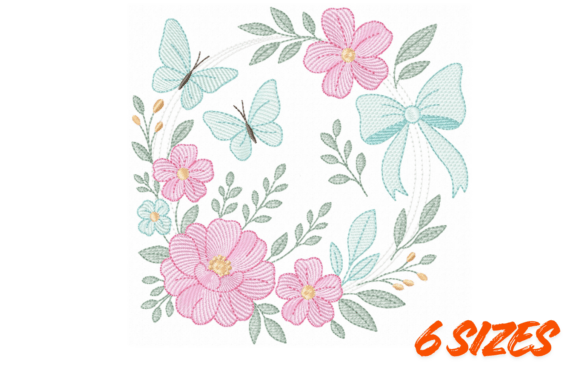 Download Floral Butterfly Embroidery Wreath Set - Embroidery Collection