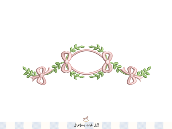Download Foliage Bow Monogram Frame Embroidery - Embroidery Collection