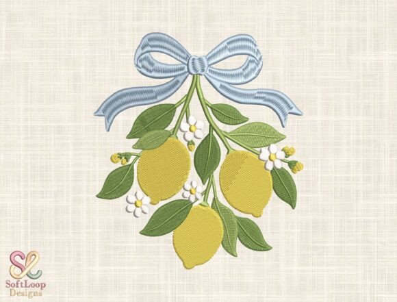 Download Lemon Branch Bow Embroidery Design - Embroidery Collection