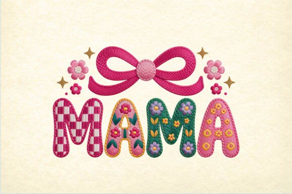 Download MAMA Embroidery PNG – Colorful Knitted - Embroidery Collection