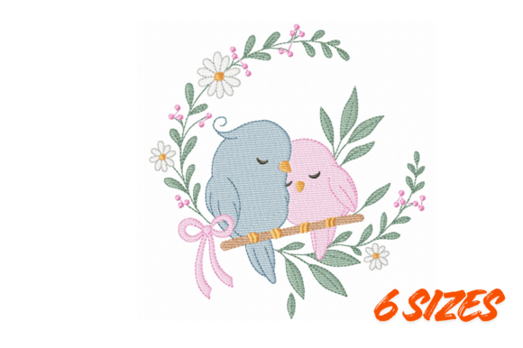 Download Love Birds Floral Embroidery Design - Embroidery Collection