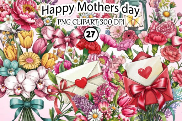 Download Happy Mother's Day Clipart Bundle - Mother's day Collection