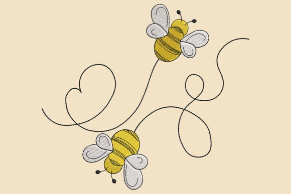Download Honey Bee Love Embroidery Design - Embroidery Collection