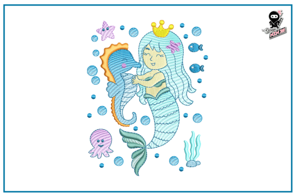 Download Cute Baby Mermaid, Embroidery for Girls - Girl Collection