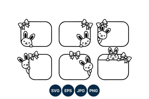 Download Cute Bunny Bow Frame Vector Art - Vector Collection