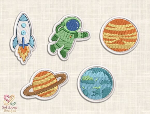 Download Space Adventure Embroidery Patch Set - Embroidery Collection
