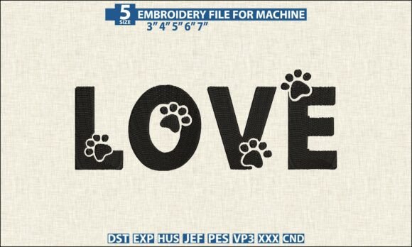 Download Love Paw Pattern DST PES Embroidery File - Embroidery Collection