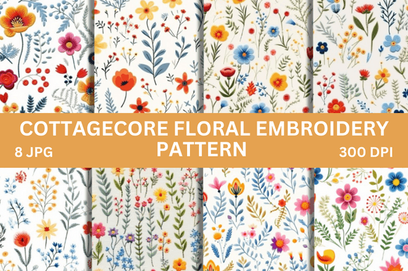 Download Cottagecore Floral Embroidery Pattern - Embroidery Collection