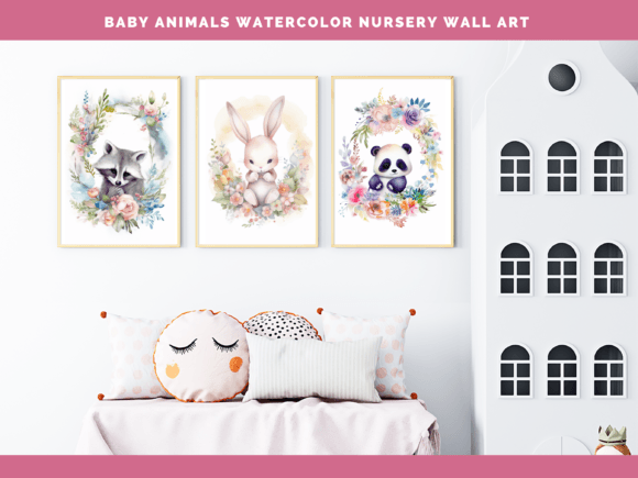Download Baby Animal Nursery Set of 3 Wall Art 02 - Baby Collection