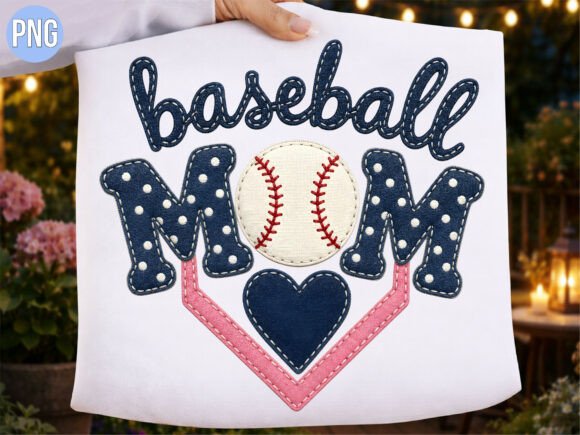 Download Faux Embroidery Baseball Mom PNG Shirt - Embroidery Collection