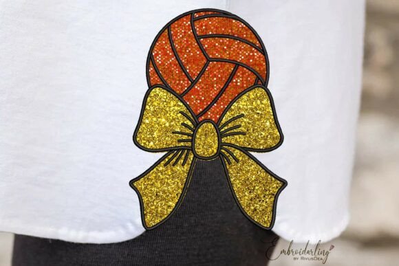 Download Valleyball Side Bow Applique Embroidery - Applique embroidery Collection