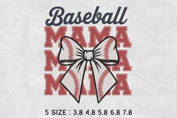 Download Baseball Mama Bow Embroidery Design File - Embroidery Collection