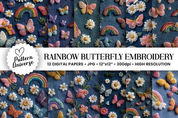 Download Rainbow Butterfly Embroidery Pattern - Embroidery Collection