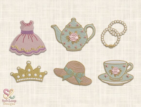 Download Vintage Princess Tea Embroidery Bundle - Embroidery Collection