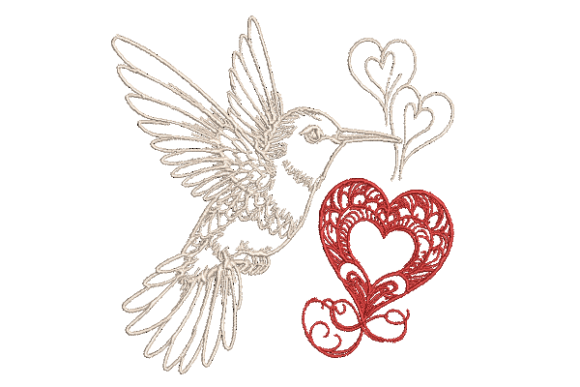 Download Hummingbird Valentine Embroidery - Embroidery Collection