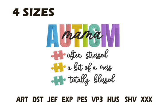 Download Autism Mama Embroidery Design Blessed - Embroidery Collection
