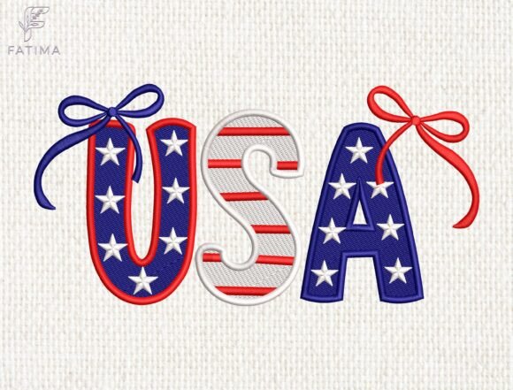 Download USA Patriotic Bow Embroidery Design - Embroidery Collection