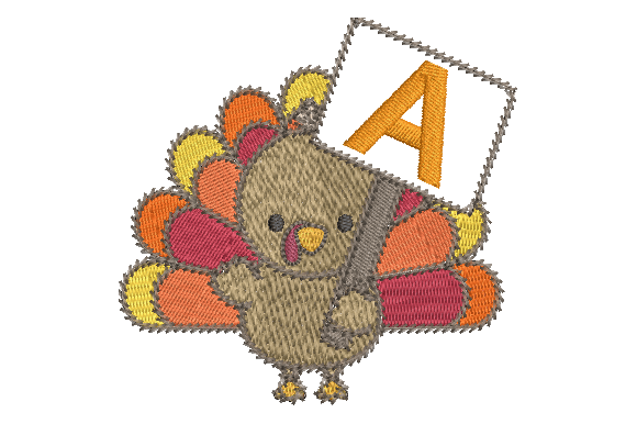 Download Turkey Thanksgiving Letter a Embroidery - Embroidery Collection