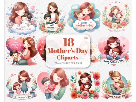 Download Cute Happy Mother's Day PNG Clipart Set - Mother's day Collection