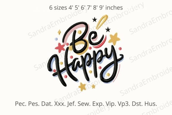 Download Be Happy Embroidery Design - Embroidery Collection