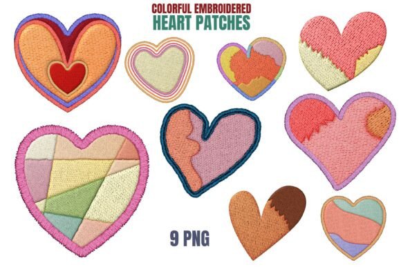 Download 9 Colorful Heart Embroidery Designs - Embroidery Collection