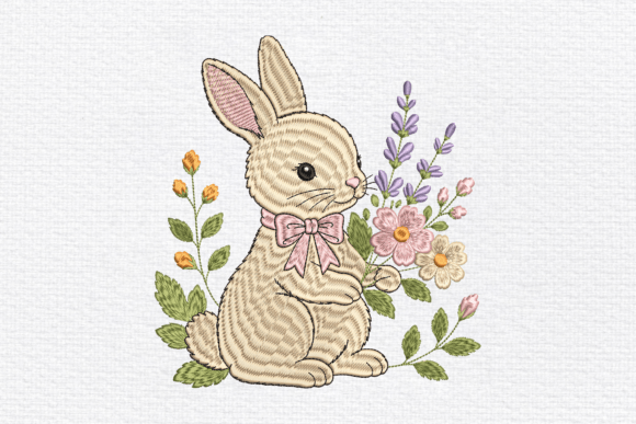 Download Floral Bunny Embroidery Design - Embroidery Collection
