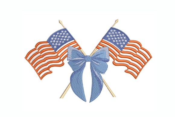 Download Coquette USA, Double Flag Bow Embroidery Design - Embroidery Collection