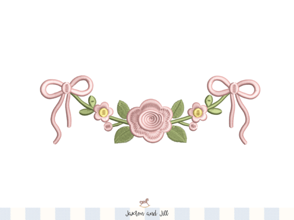 Download Floral Rose Bow Embroidery Border Design - Embroidery Collection