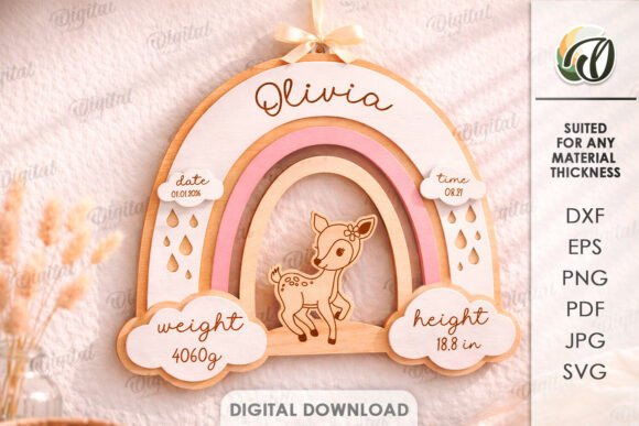 Download Baby Name Sign with Birth Stats Lasercut - Baby Collection